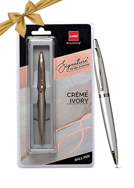 Cello Signature Crème Ivory Ball Pen | Blue Ink | 1 Ball Pen | Ivory & Gold Finish | Premium Metal Pen for Gift | Stylish Corporate & New Year Gifts for Men & Women