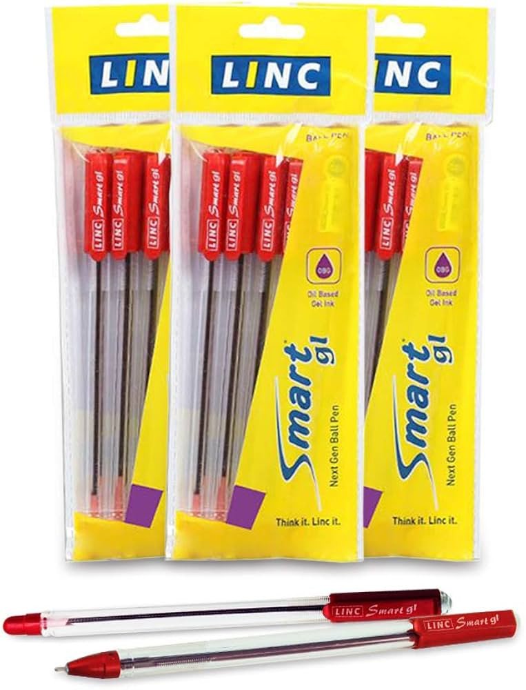 Linc Smart GL 0.6 mm Ball Pen|Red Ink |Pack of 50