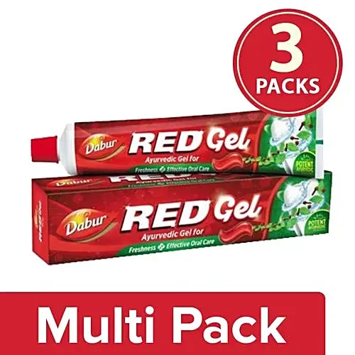 Dabur Red Toothpaste - Ayurvedic Gel, 3x150 g Multipack