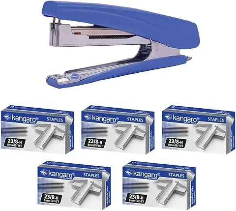 Kangaro Desk Essentials HD-10D & 10/1M Staples Combo | Standard Stapler with Quick Loading Mechanism | Sturdy &