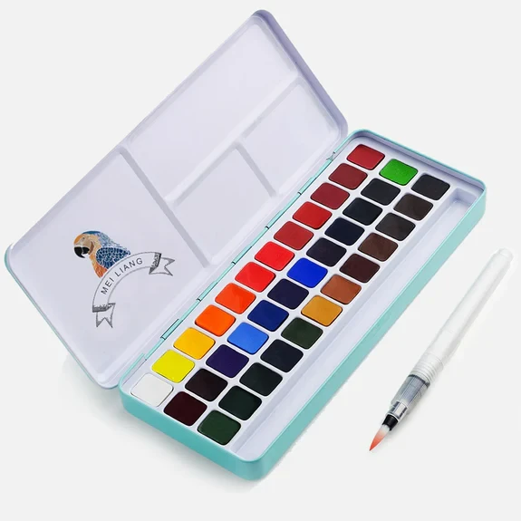 DOMS Non-Toxic 24 Shades 30 mm Water Colour Cakes With Free Brush  (Set of 1, Multicolor)